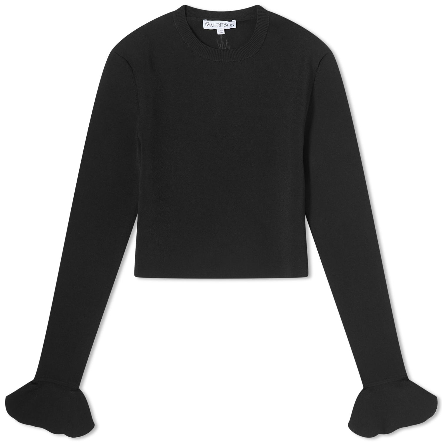 Sweater JW Anderson Cropped Ruffled Sleeve Jumper Sort | KW0949-YN0219-999, 0