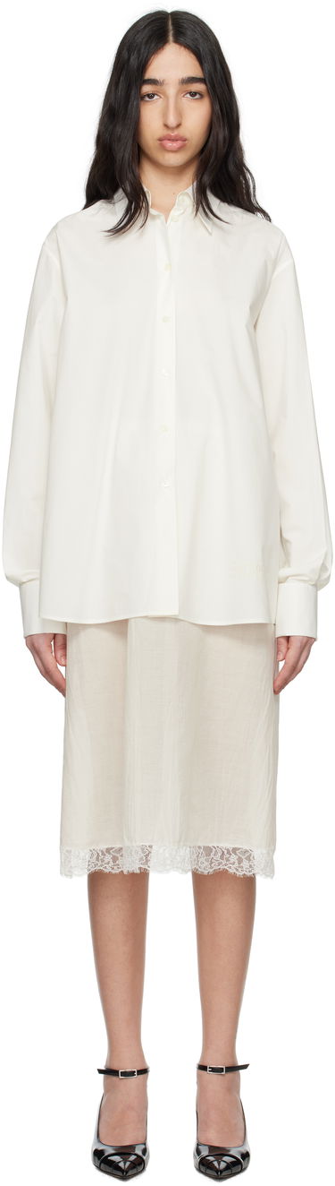 Skjorte Maison Margiela MM6 Maison Margiela Cotton Poplin & Voile Midi Dress Hvid | S62DD0044 MTN076, 0