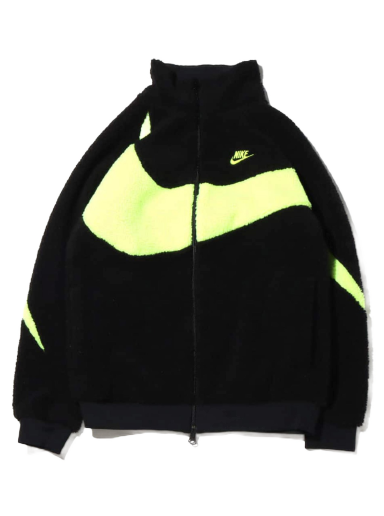 Jakke Nike Big Swoosh Reversible Boa Jacket Black Neon Sort | BQ6546-017