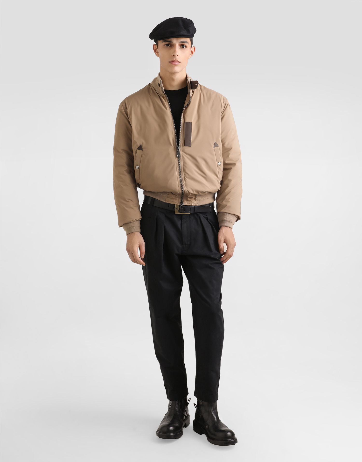 Bomberjakke Dolce & Gabbana Dolce & Gabbana Padded Satin Bomber Jacket Beige | G9BRATFUSN0M3725, 1