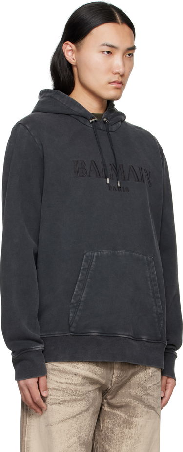 Sweatshirt Balmain Balmain Vintage Embroidered Hoodie Blå | EH1JT047BC72, 4