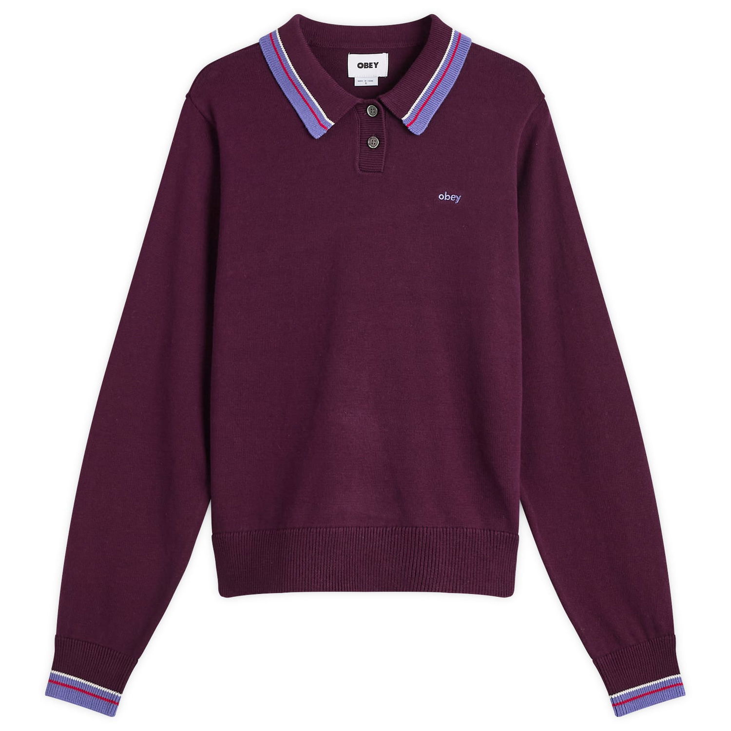 Sweater OBEY Goalie Polo Sweater Bourgogne | 251000130-BET, 0