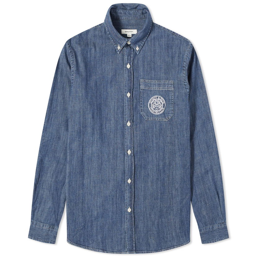 Skjorte Sporty & Rich Conneticut Crest Denim Shirt Mørkeblå | STAW2314BD