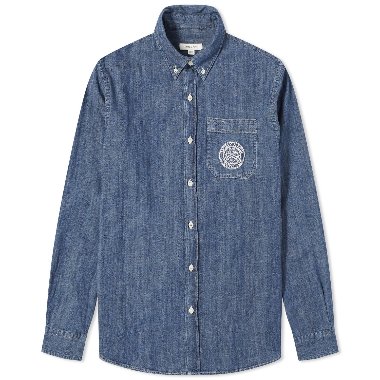 Skjorte Sporty & Rich Conneticut Crest Denim Shirt Mørkeblå | STAW2314BD, 0