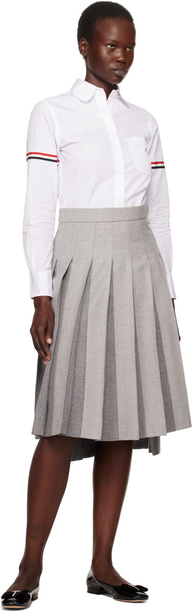 Nederdel Thom Browne Wool Flannel Pleated Midi Skirt Grå | FGC441A-F0580, 3