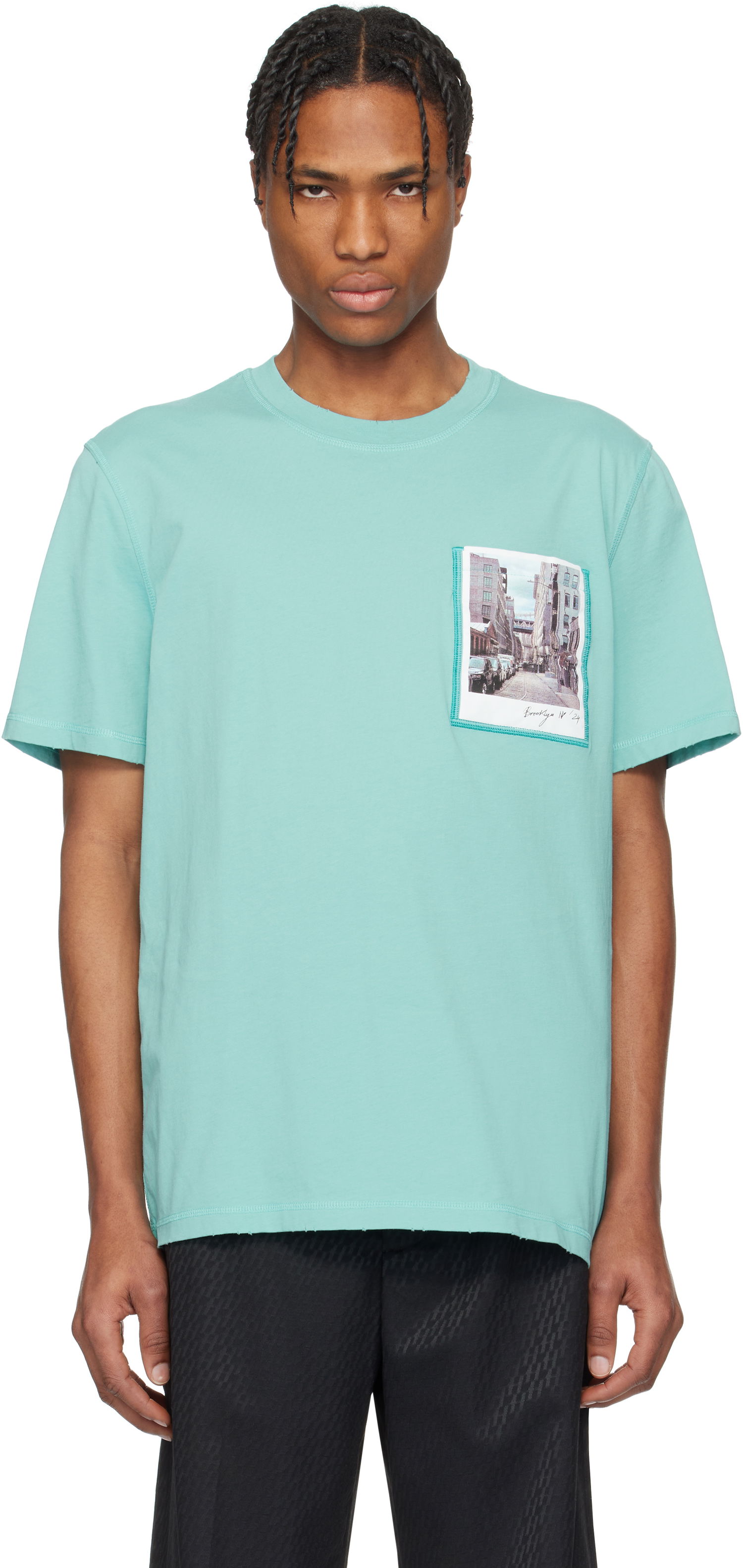 T-shirt Helmut Lang Helmut Lang Brooklyn Postcard T-Shirt Grøn | O10HM516, 0