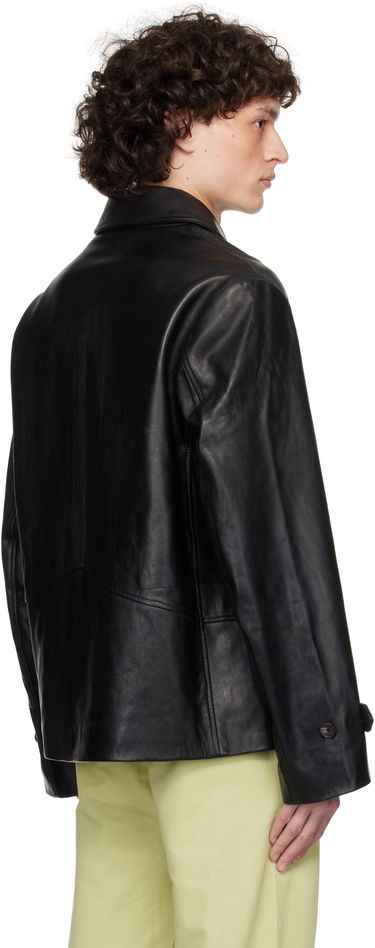 Jakke Bode Bode Cropped Continental Leather Jacket Sort | MRS25OW001, 2