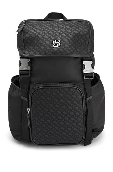 Rygsæk BOSS BOSS Double B Monogram Twill Backpack Sort | 50548079