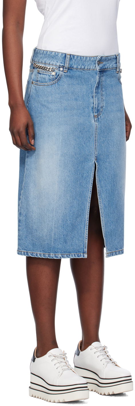 Nederdel Stella McCartney Stella McCartney Iconic Falabella Denim Midi Skirt Blå | 6D02403SPH56, 1