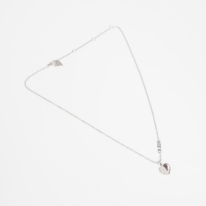 Halskæde GUESS Lovely Guess Heart Pendant Necklace with Crystals Metalisk | JUBN03035JWRH-SILVER