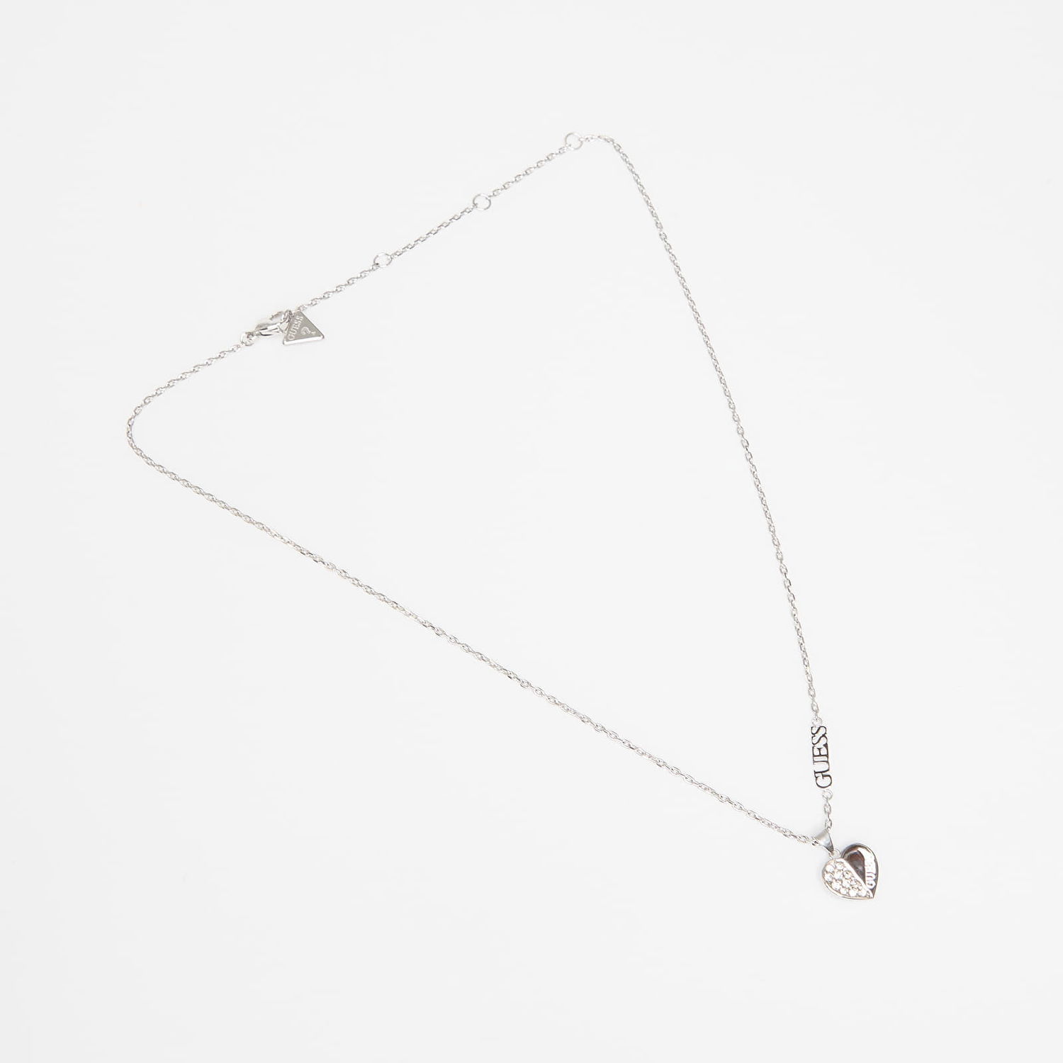 Halskæde GUESS Lovely Guess Heart Pendant Necklace with Crystals Metalisk | JUBN03035JWRH-SILVER, 0