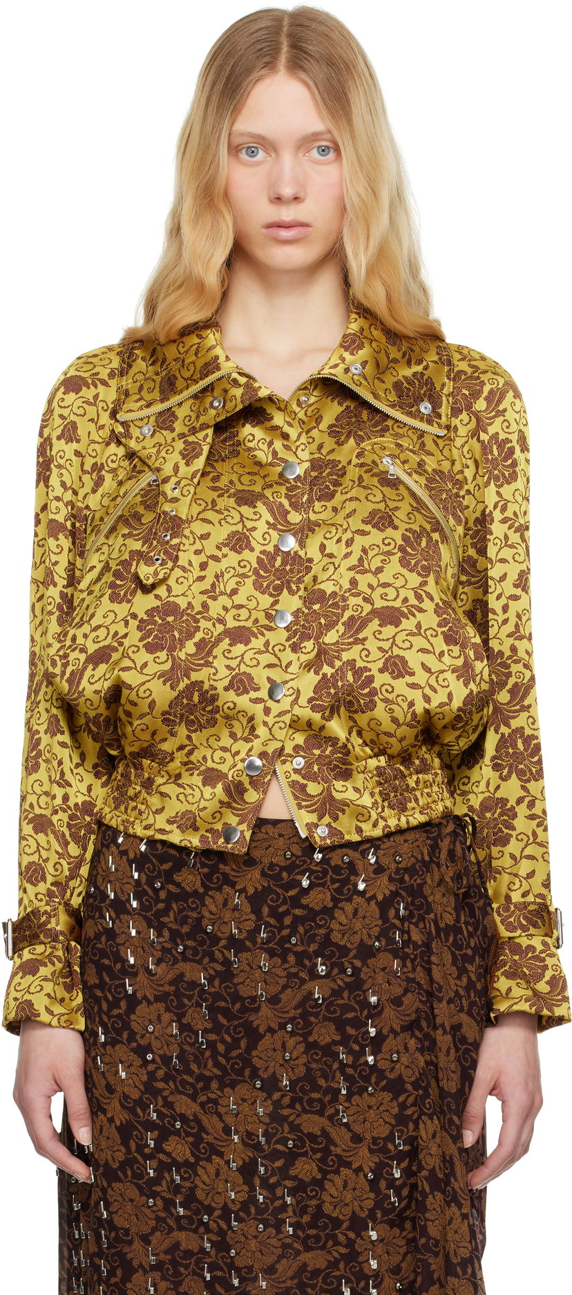 Bomberjakke Dries Van Noten Dries Van Noten Jacquard Bomber Jacket Gul | 251-010506-1224