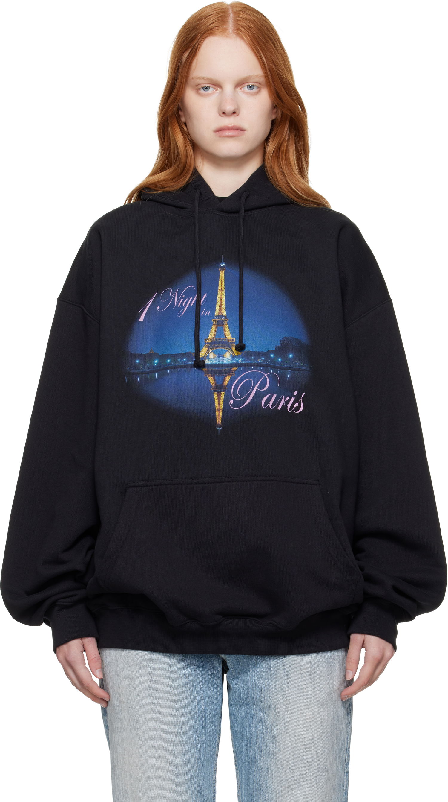 Sweatshirt VETEMENTS VETEMENTS 'Night In Paris' Oversized Hoodie Sort | UH76HD410B, 0
