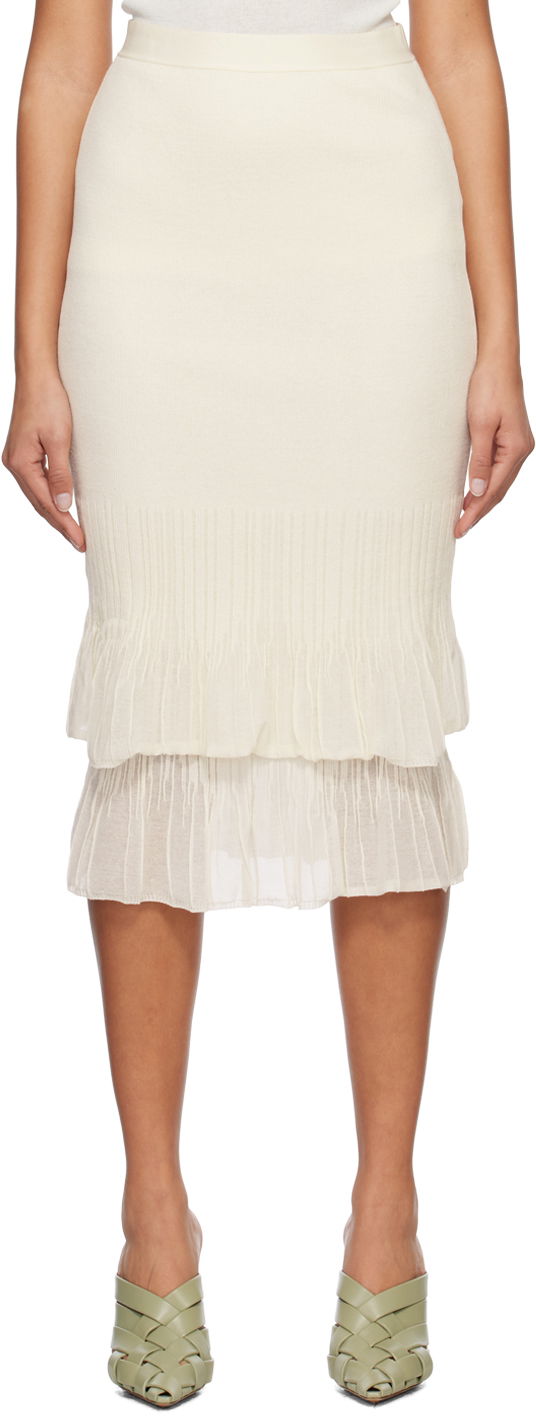 Nederdel Bottega Veneta Light Midi Skirt Hvid | 748167 V2R70, 0