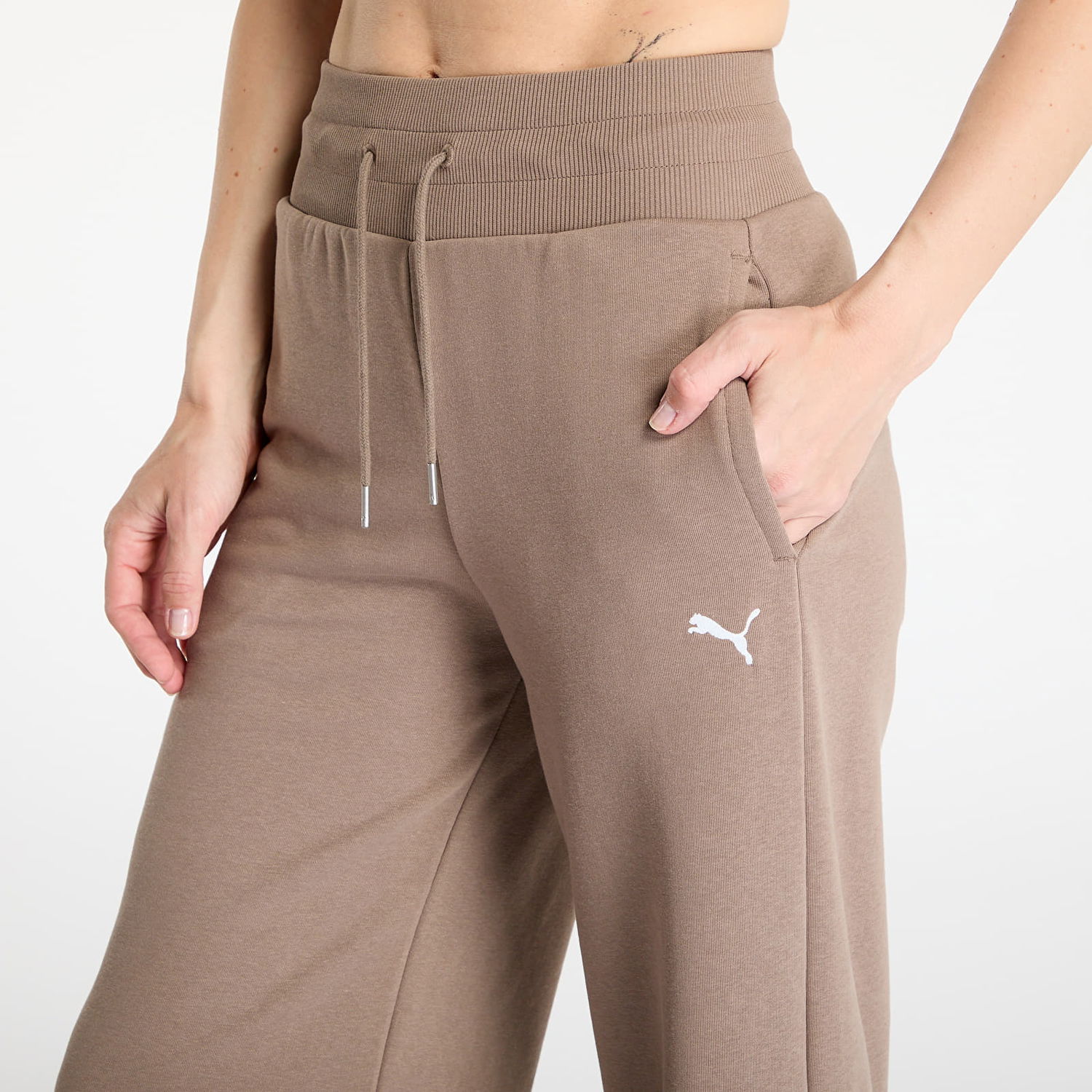 Bukser Puma Puma Wardrobe Essentials Relaxed Wide Leg Sweatpants Brun | 62975493, 1