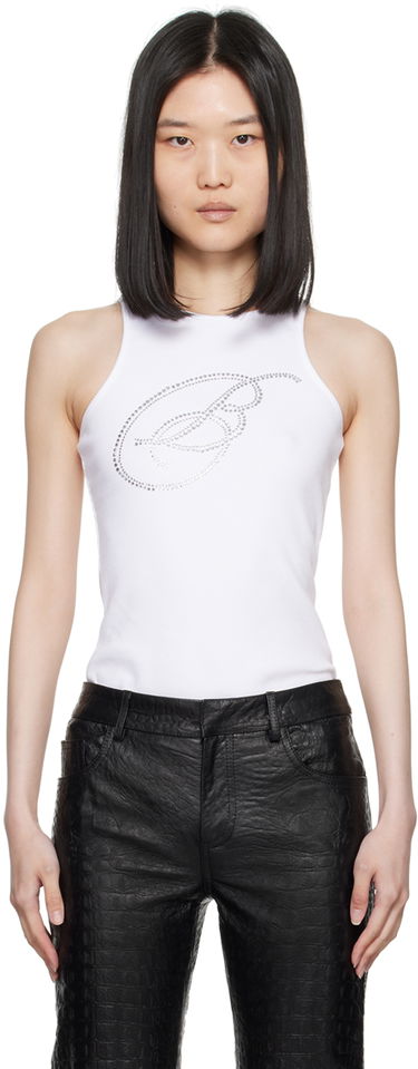 Tanktop Blumarine Crystal-Cut Logo Tank Top Hvid | A422T076A, 0
