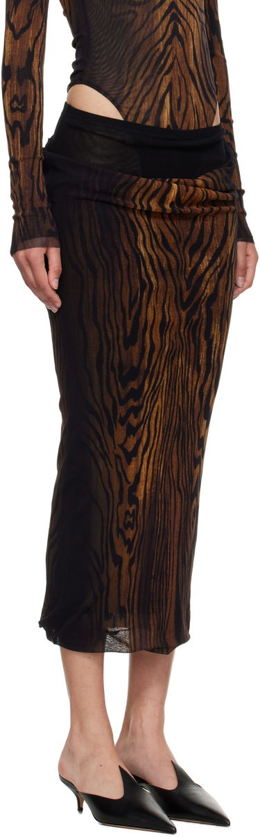 Nederdel Jean Paul Gaultier Jean Paul Gaultier 'The Long Draped Wood' Midi Skirt Brun | 25/03-W-SK011-M002P-0060, 1