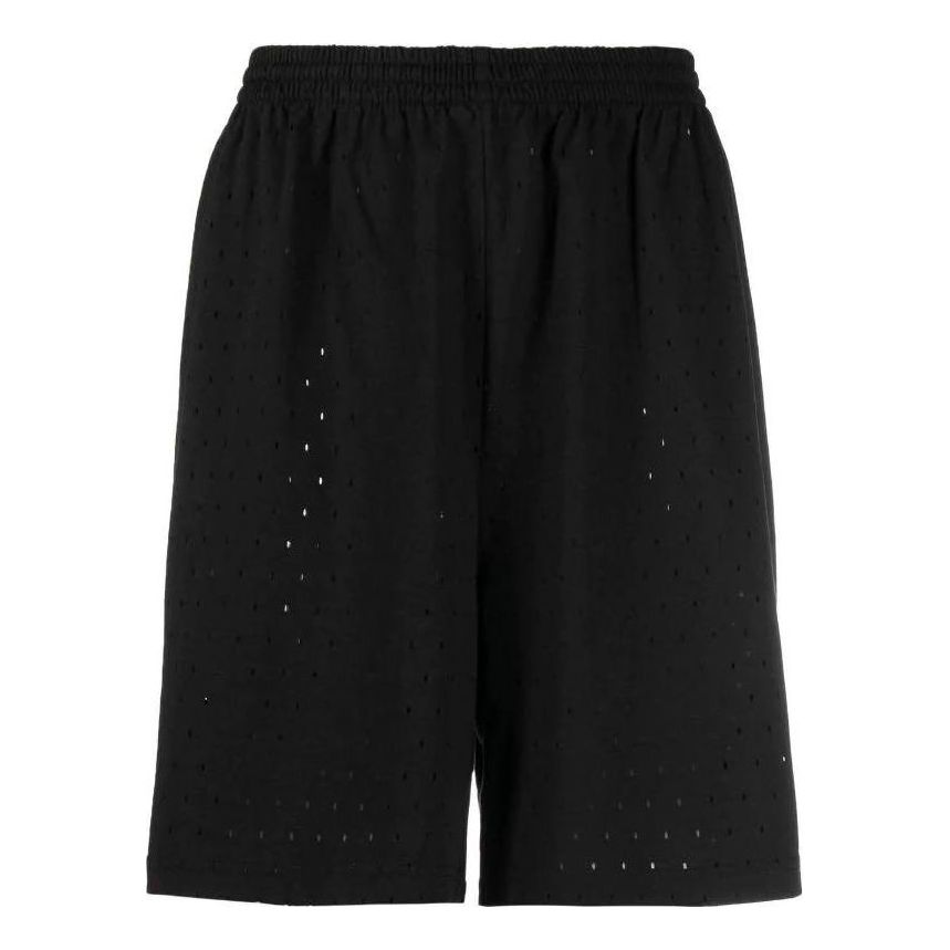 Shorts Balenciaga Perforated Elastic Waistband Shorts Sort | 674591TMVD41000, 0