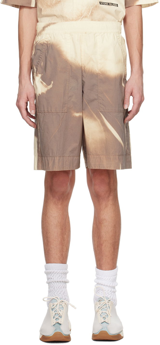 Shorts Stone Island Brown & Off-White Graphic Shorts Beige | 8015L0695