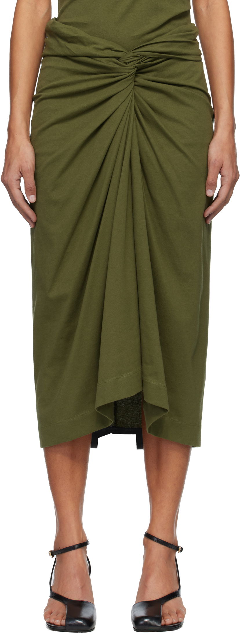 Nederdel Dries Van Noten Dries Van Noten Knotted Jersey Midi Skirt Grøn | 252-011112-2603