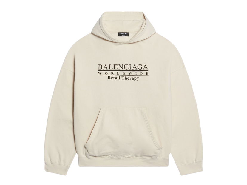 Sweatshirt Balenciaga Retail Therapy Wide Fit Hoodie Beige | 674986TLVA99054