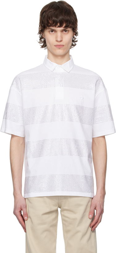 Polo skjorte Coperni Coperni Crystal Striped Polo Hvid | COPJS117CRF5026MEN, 0