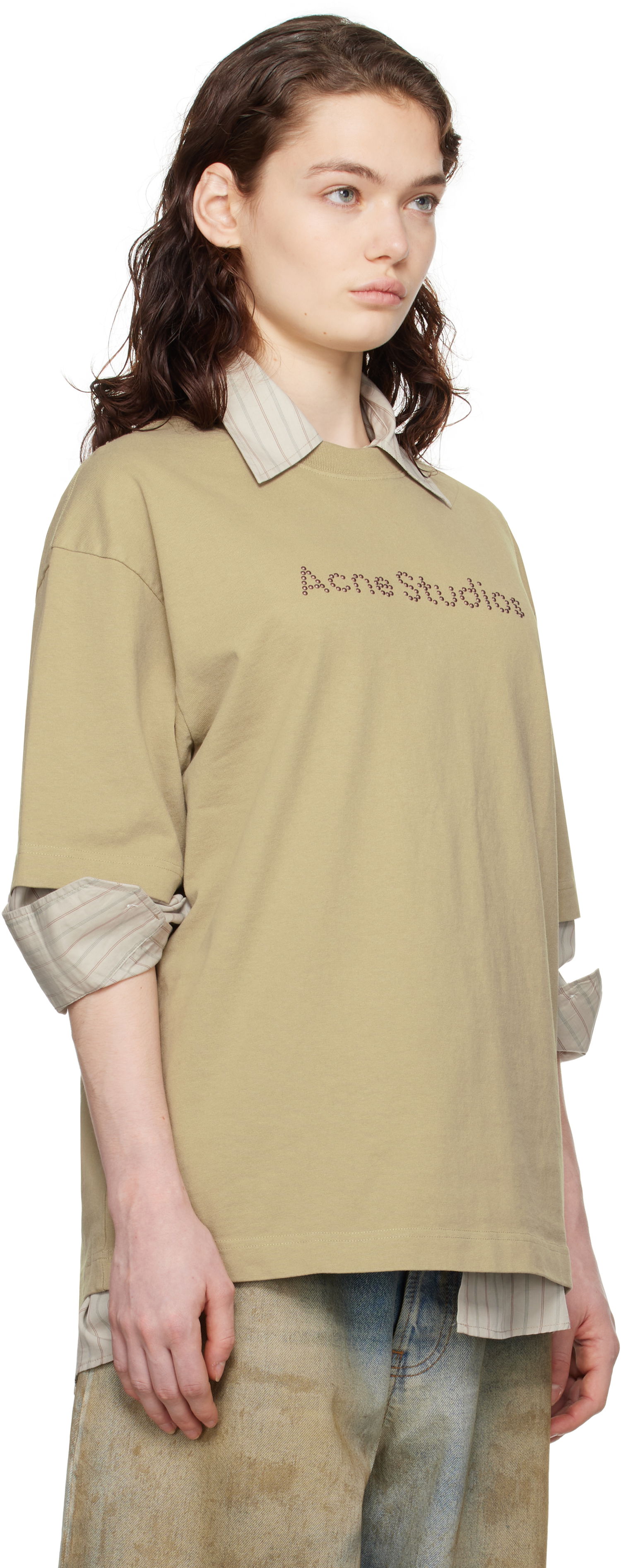 T-shirt Acne Studios Acne Studios Relaxed Fit Logo T-shirt Beige | CL0316-, 1