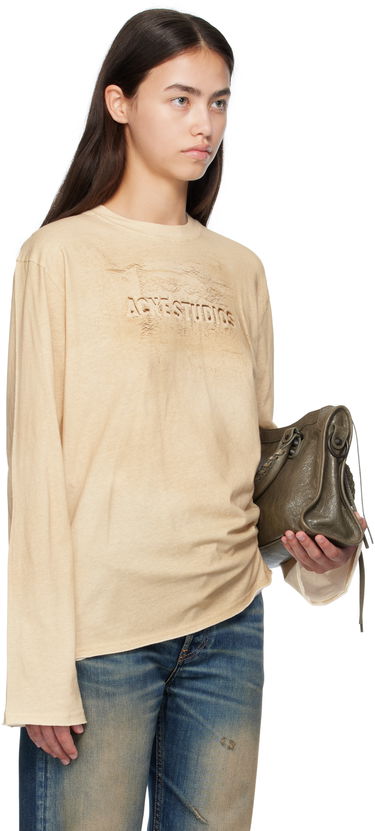 T-shirt Acne Studios Acne Studios Long Sleeve Logo T-Shirt Beige | CL0361-, 1