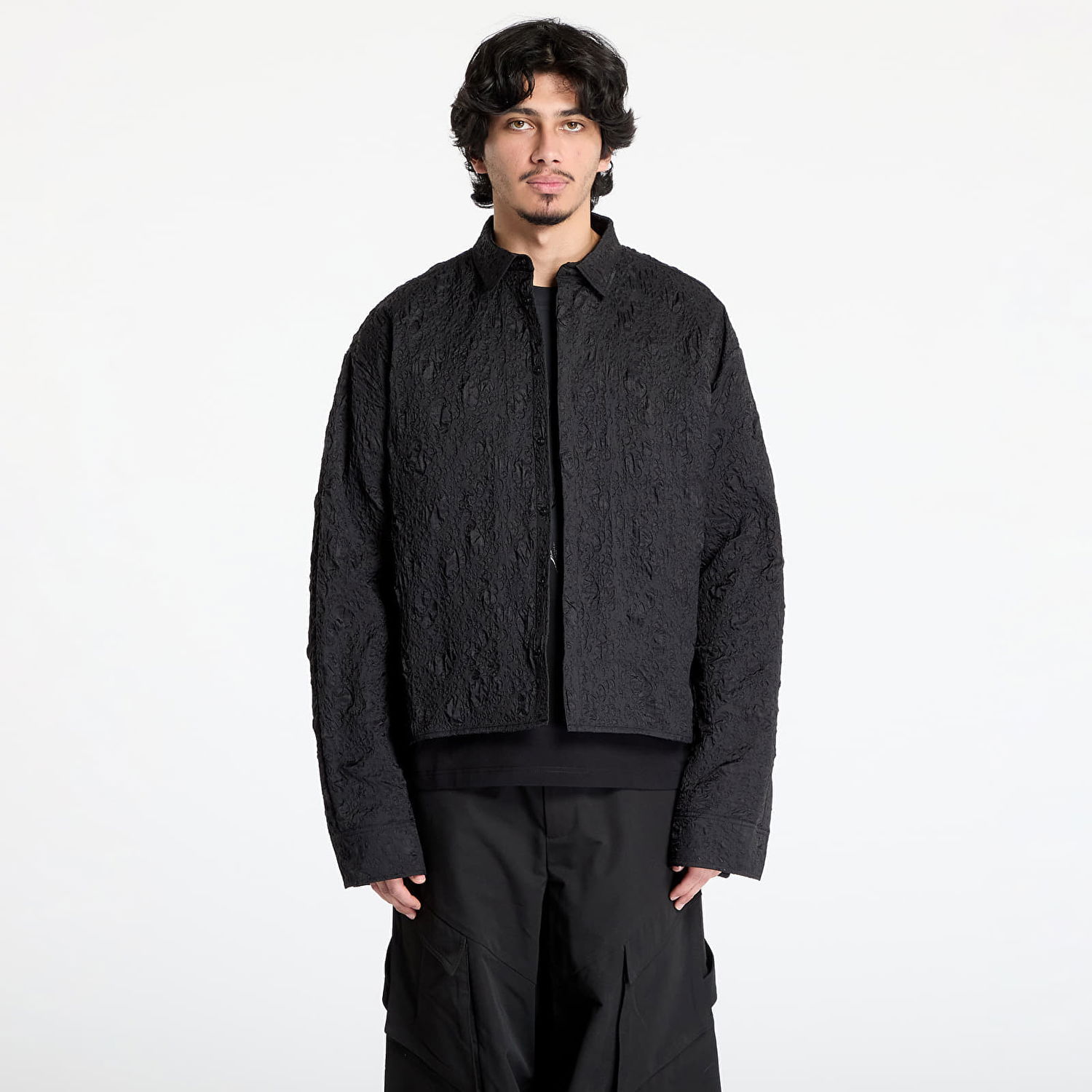 Skjorte HELIOT EMIL HELIOT EMIL Ventifact Textured Button-Down Shirt Sort | PRESS25_M_05_059_BLK01, 0
