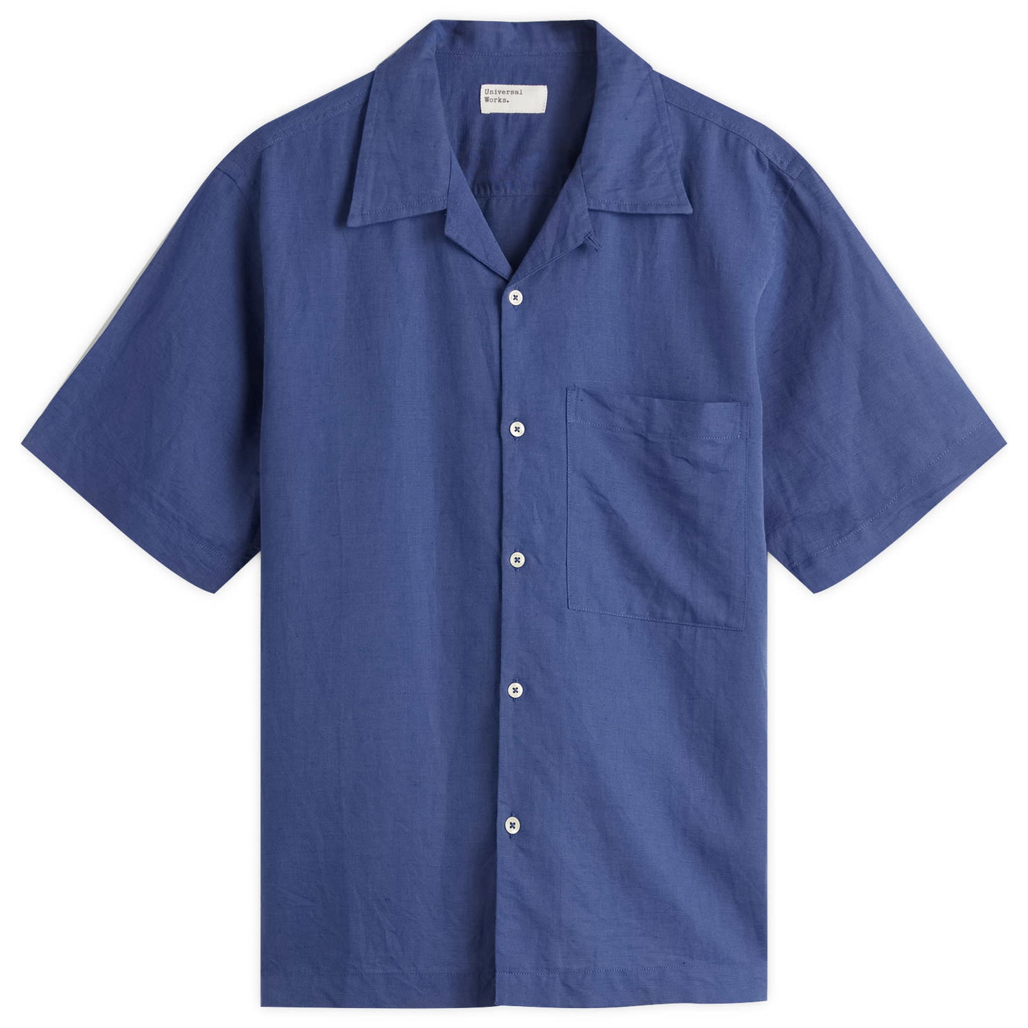 Skjorte Universal Works Universal Works Linen Cotton Camp Shirt, Size Large Blå | P32032-BLU, 1