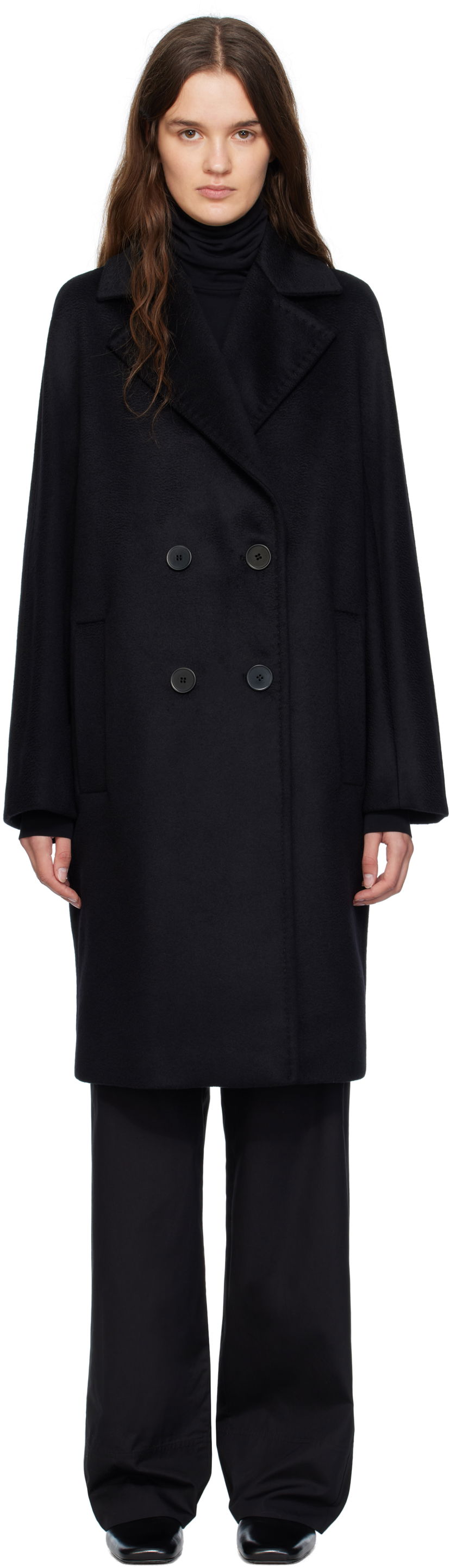 Frakker Max Mara Max Mara Agenda Double-Breasted Coat Sort | 2526016081600