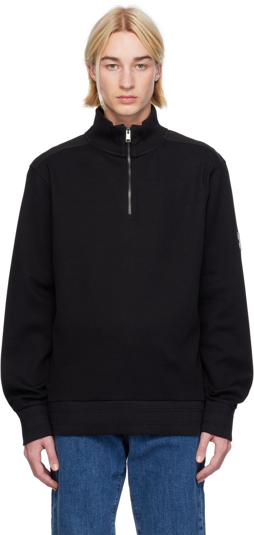 Sweatshirt BOSS Regular-Fit Quarter-Zip Sweatshirt Sort | 50524999