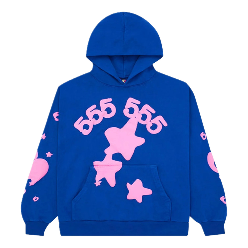 Sweatshirt Sp5der Beluga Pullover Hoodie Blå | SP5-BLPINK-HD