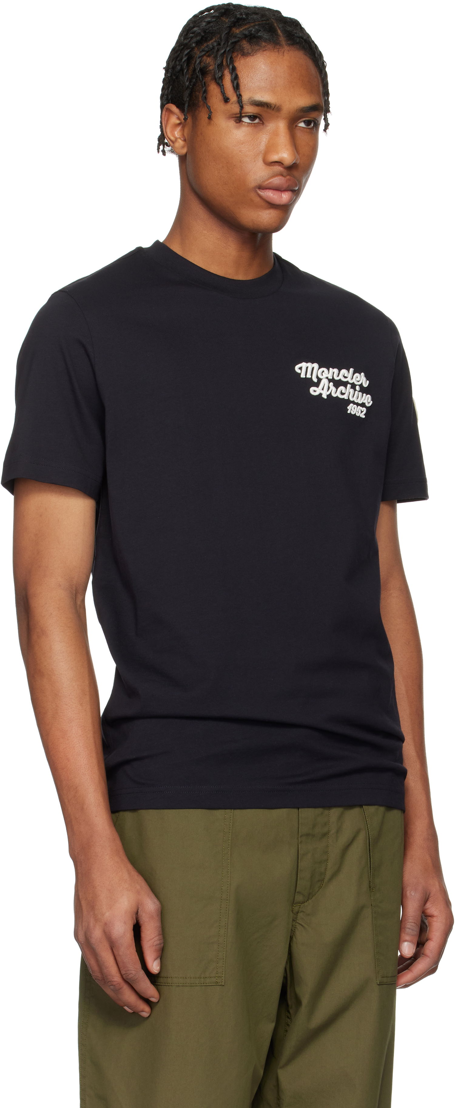 T-shirt Moncler Moncler Archive Embroidered Logo Cotton T-Shirt Sort | K10918C0006389AJS, 1