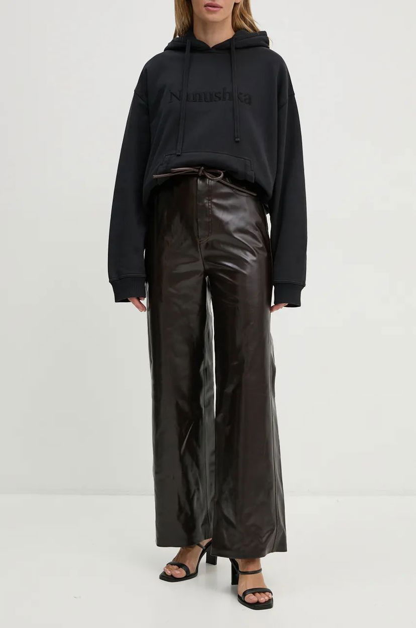 Sweatshirt Nanushka High-Waisted Wide-Leg Pants Sort | NW24PFOW19271