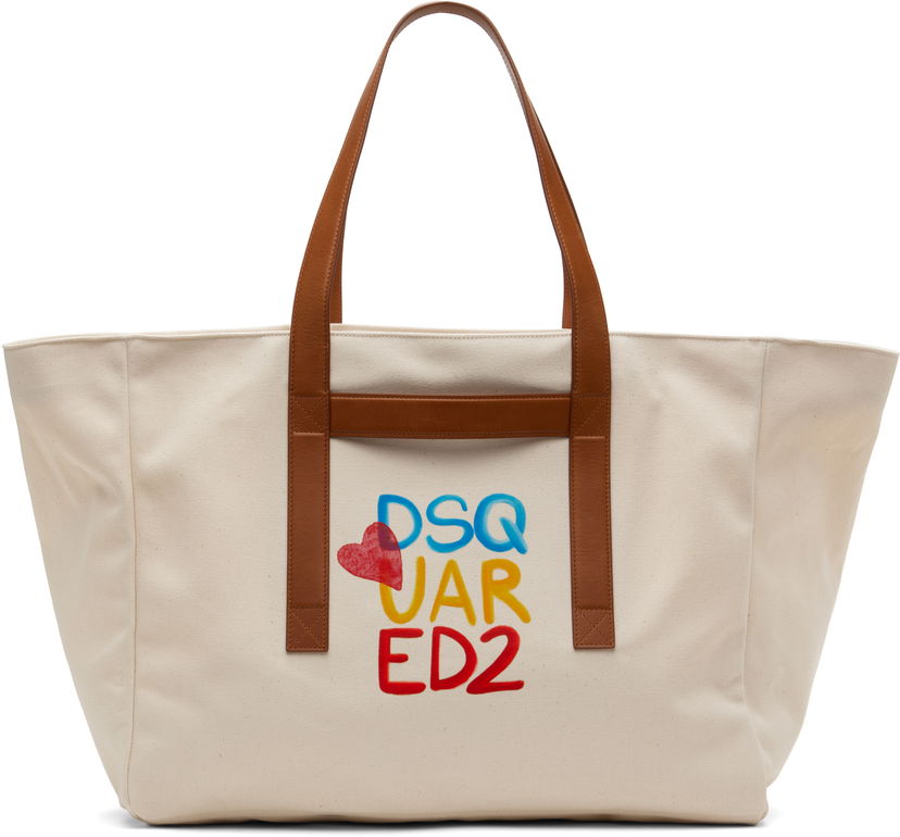 Mulepose DSQUARED2 Dsquared2 Summer Lovers Canvas Tote Bag Hvid | SPM0104-00308367-5089