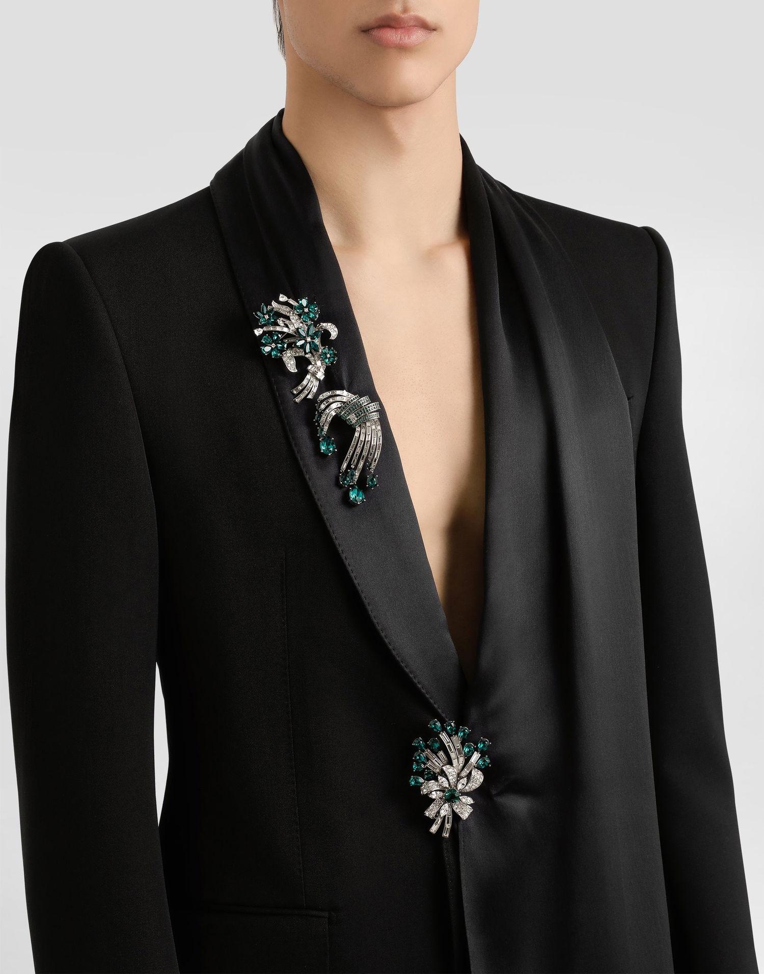 Stift Dolce & Gabbana Dolce & Gabbana Floral Rhinestone Brooch Metalisk | WPR7S5W1111V0239, 1