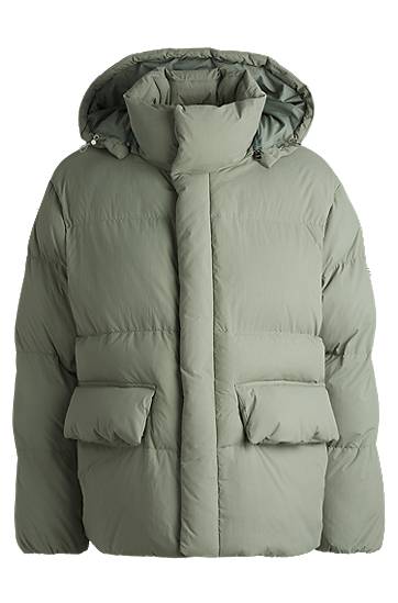 Puffer jakke BOSS Water-Repellent Puffer Jacket with Monogram Grøn | 50524002