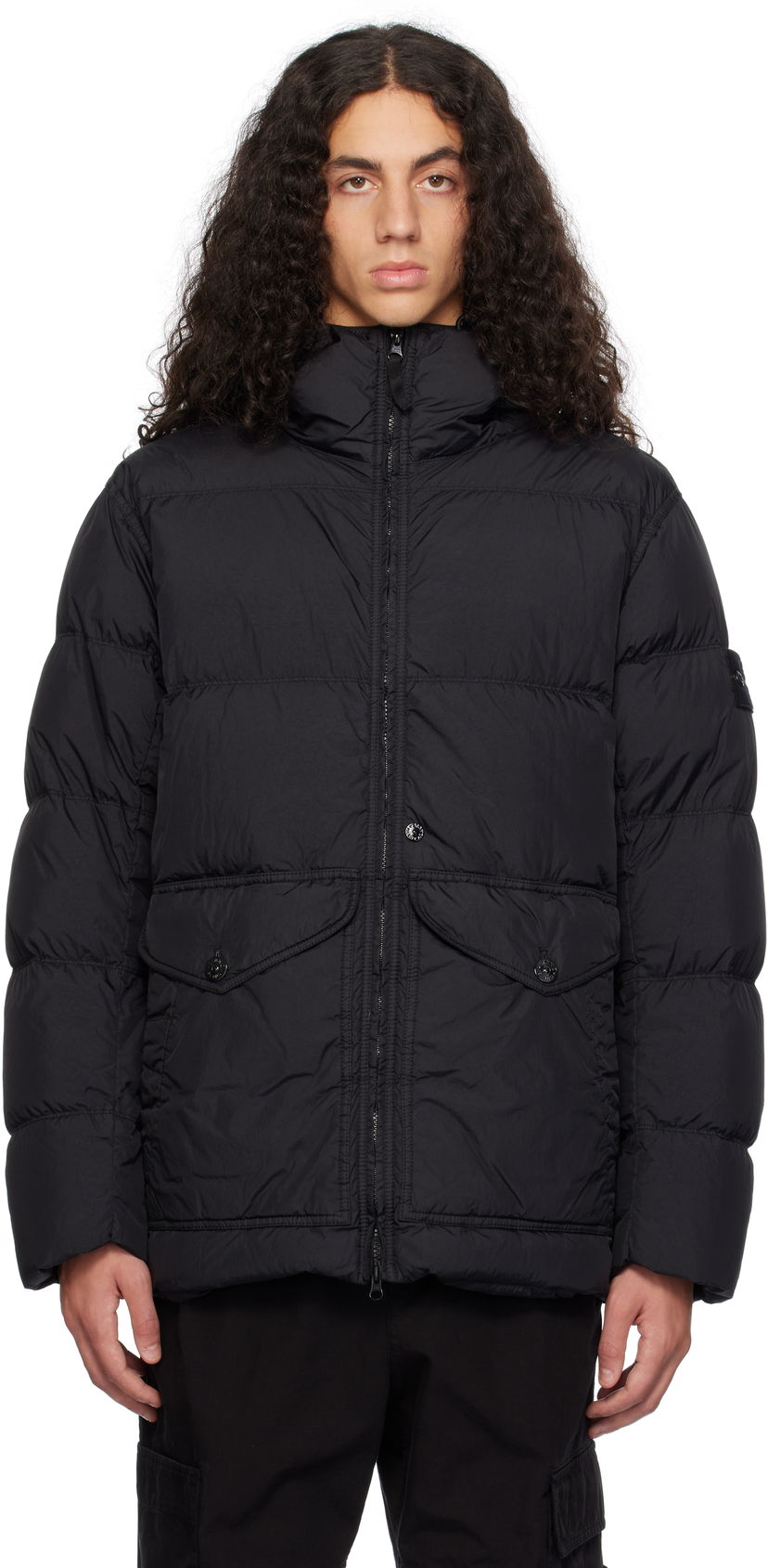 Puffer jakke Stone Island Stone Island Crinkle Reps R-NY Down Jacket Sort | 811540723