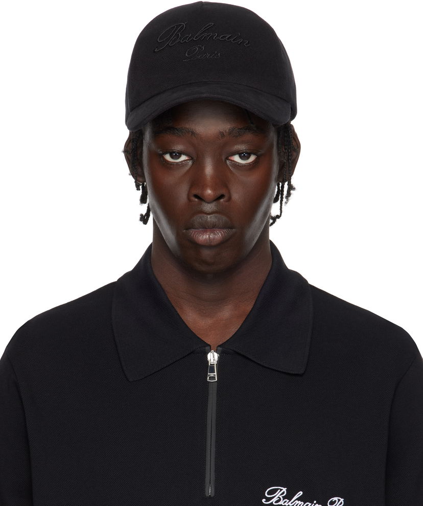 Kasket Balmain Cotton Baseball Cap Sort | EH1XA231CD29