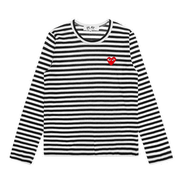 T-shirt Comme des Garçons PLAY Striped Long Sleeve T-Shirt with Red Heart Logo Flerfarvet | AZ T163 051 1, 0