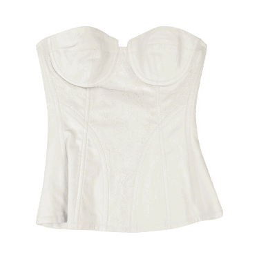 Krop AMIRI Leather And Lace Corset Top Hvid | WTCOR LTHWHT WHIT, 0