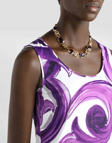 Tanktop Dolce & Gabbana Dolce & Gabbana Majolica-Print Sleeveless Top Lilla | F7AV2TFS8C0IP3TN, 3
