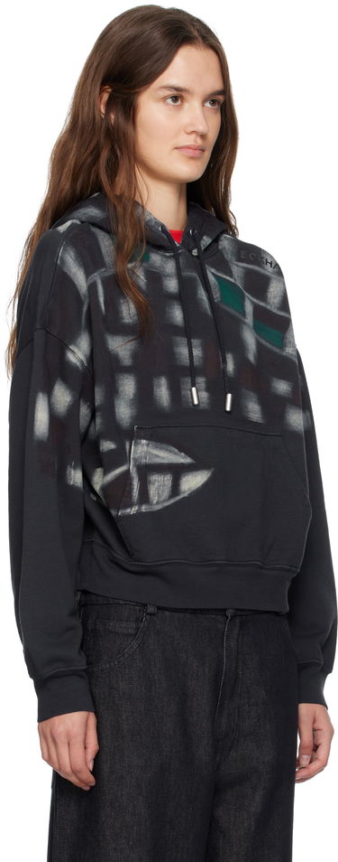 Sweatshirt Eckhaus Latta Eckhaus Latta Garment-Dyed Printed Hoodie Sort | 251-EL-PF25-P -, 1