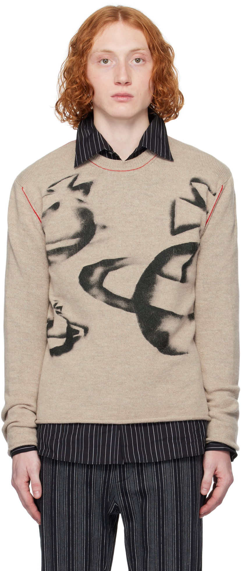 Sweater Vivienne Westwood Vivienne Westwood Orbit Print Sweater Beige | 2701002B-Y0018-