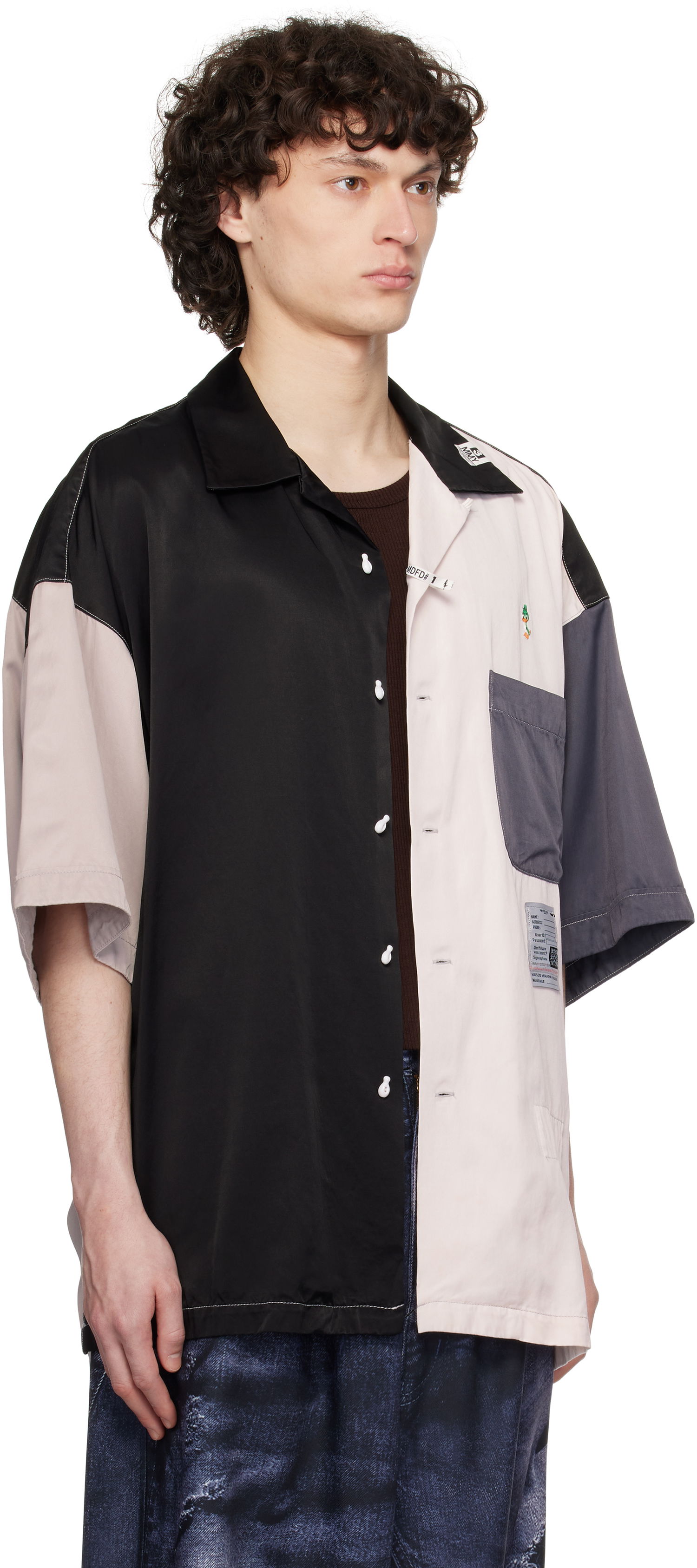 Skjorte Maison MIHARA YASUHIRO MIHARA YASUHIRO Crazy Pattern Short-Sleeve Shirt Grå | J14SH185, 1