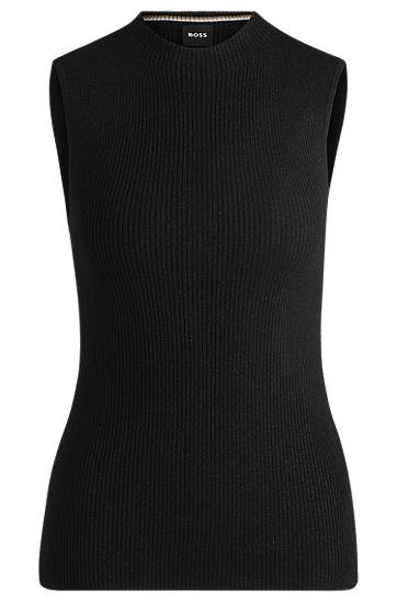 Sweater BOSS Ribbed Sleeveless Top Sort | 50523749