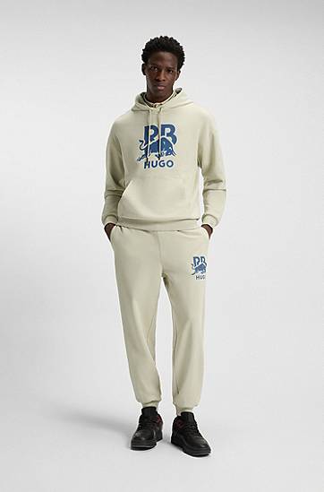 Sweatshirt BOSS RB cotton-terry hoodie with bull graphic Beige | 50549313, 1