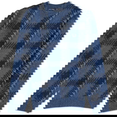 Sweater Fred Perry Glitch Tartan Crew Jumper Mørkeblå | K6532-963, 0