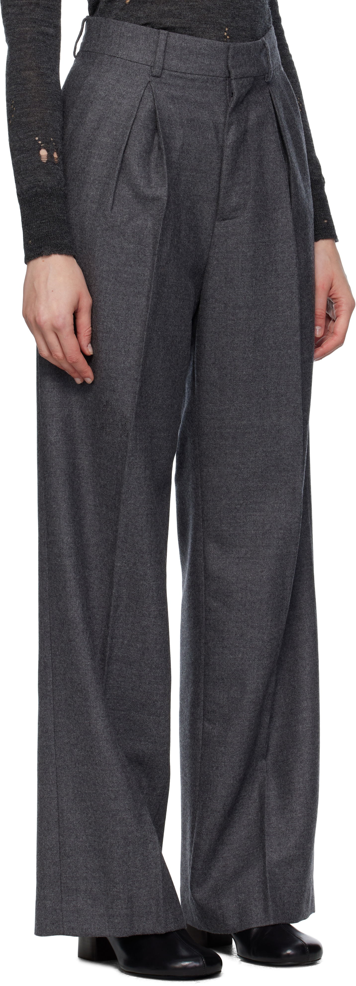 Bukser Maison Margiela MM6 Maison Margiela Tailored Wool Trousers Grå | S52KA0540 M35466, 1